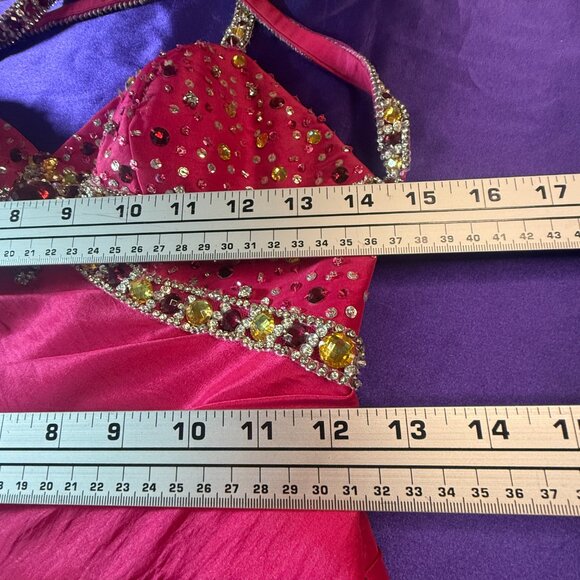 📌Tony Bowls LeGala Beaded Hot Pink Mermaid  Prom - Pageant - Formal Dress - Picture 11 of 16